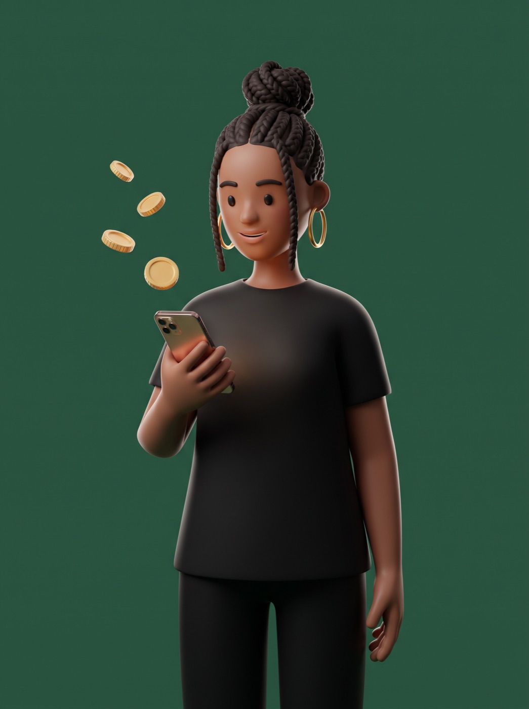 A DJ checking her earnings on a phone